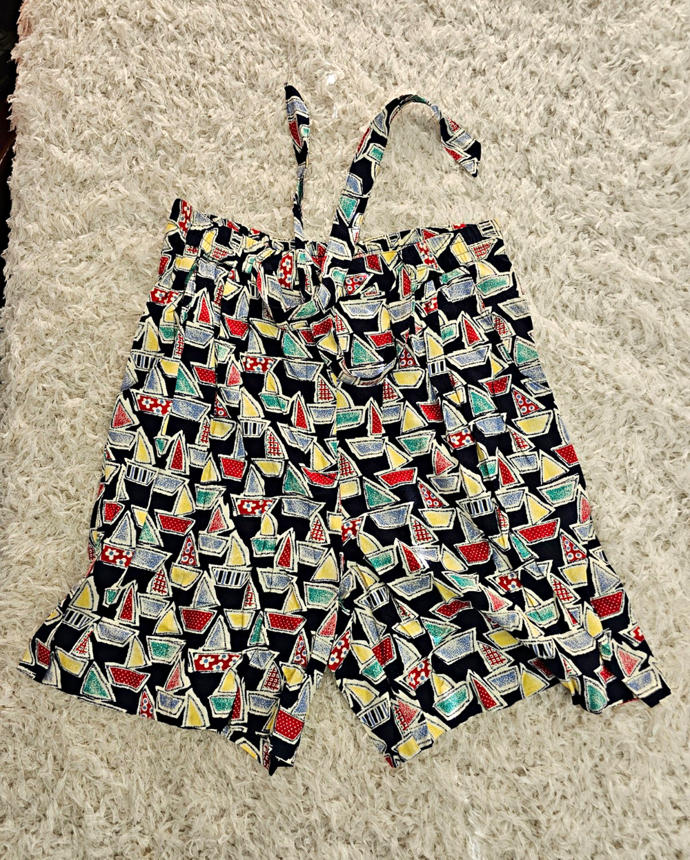 Vintage 90s Sailboat Nautical Shorts High Waisted Rayon Novelty Print Belted 10